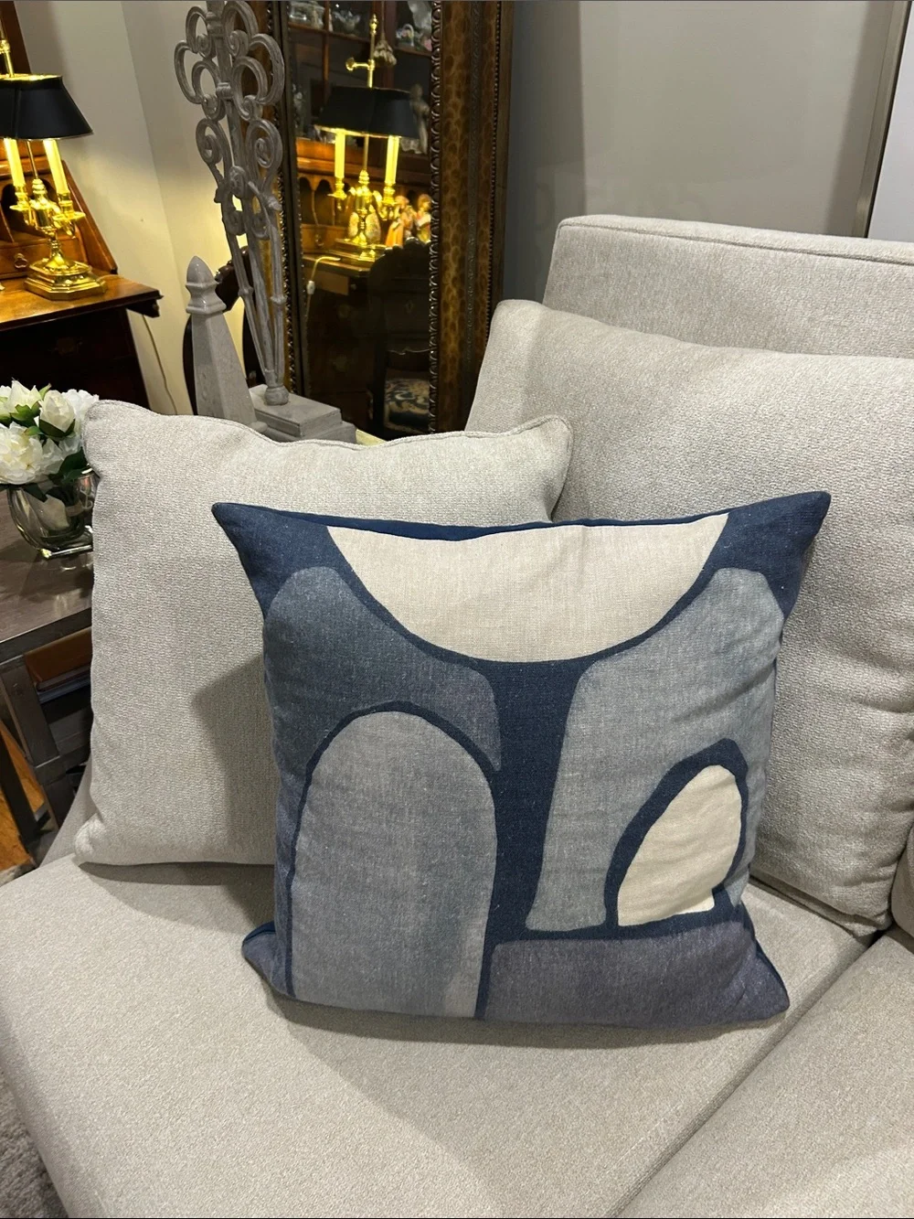 Modern Blue Abstract Arch Accent Pillow - Neutral does not include inserts